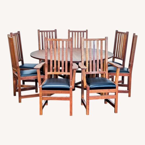 Used Thos Moser Cherry Wood 9Piece Extendable Dining Set for sale on AptDeco