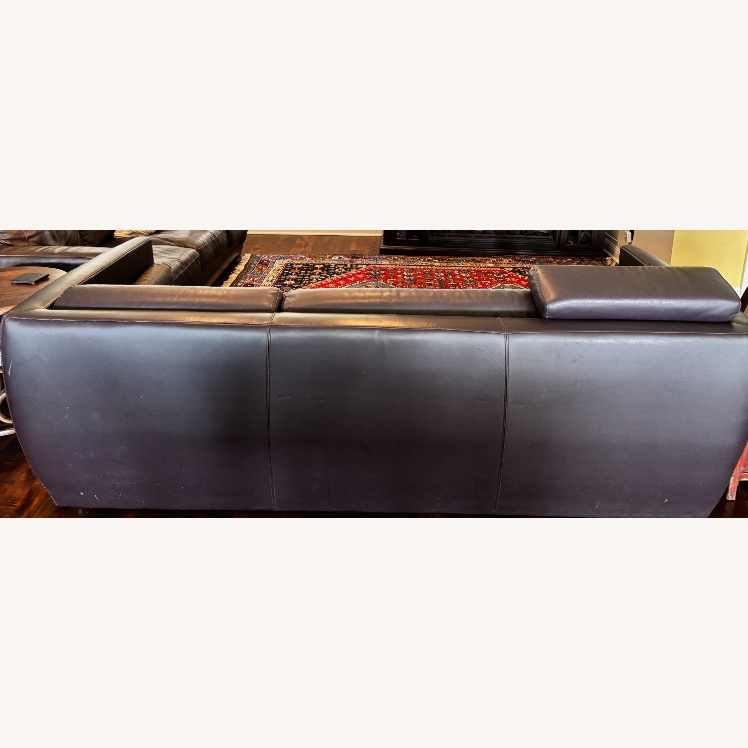 Roche Bobois Purple Leather 3+ Seater Sofa - image-2