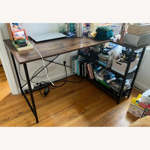 Used Bed Bath & Beyond Dark Brown Wood Desk for sale on AptDeco
