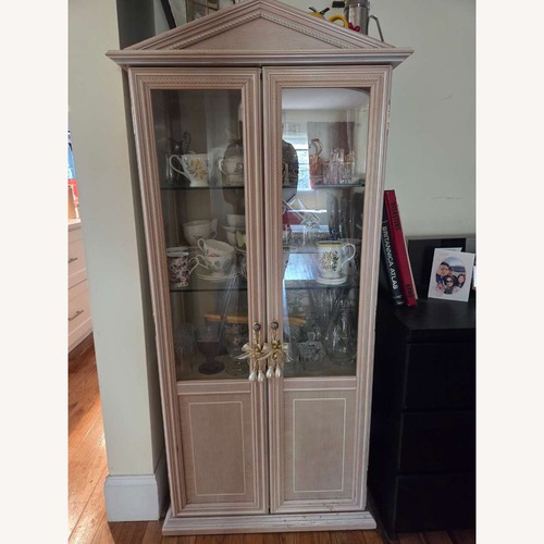 Used Tall French Provincial Glass Curio Cabinet for sale on AptDeco