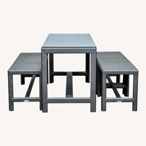 Used Dedon 4-Piece Outdoor Rattan Dining Table  for sale on AptDeco