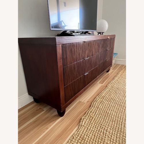 Used Crate & Barrel Dark Brown Grained Walnut Dresser for sale on AptDeco