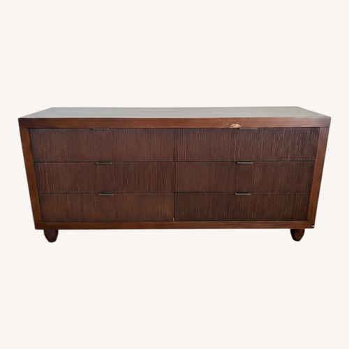 Used Crate & Barrel Dark Brown Grained Walnut Dresser for sale on AptDeco