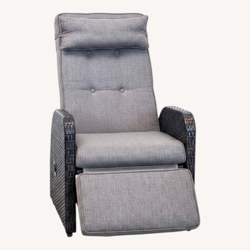 Used Outdoor Grey Recliner Chair with Woven Armrests for sale on AptDeco