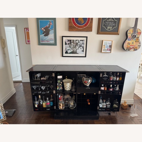 Used Crate & Barrel Black Wood Bar Cart for sale on AptDeco