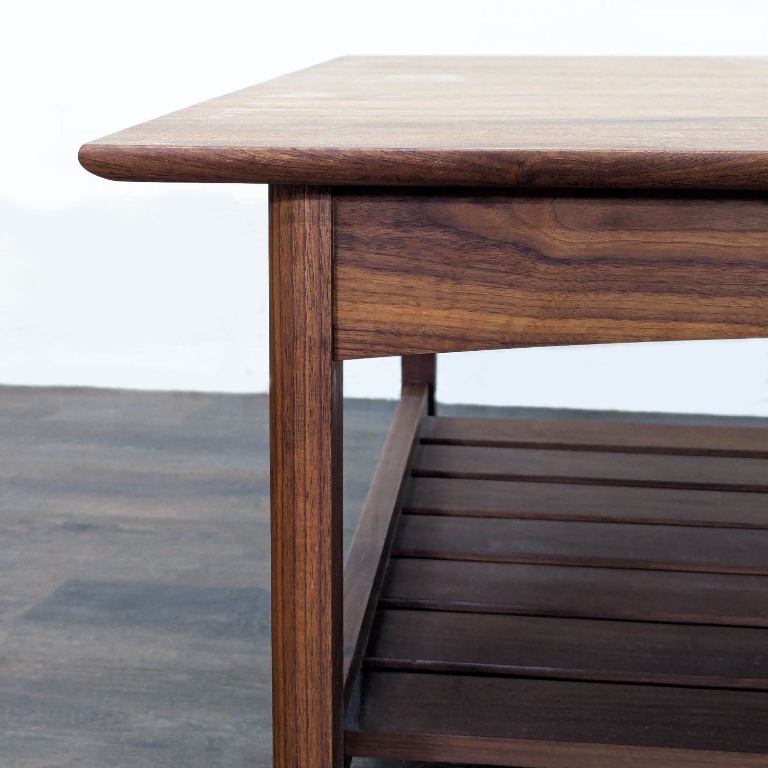 Wood Coffee Table with Slatted Shelf - image-5