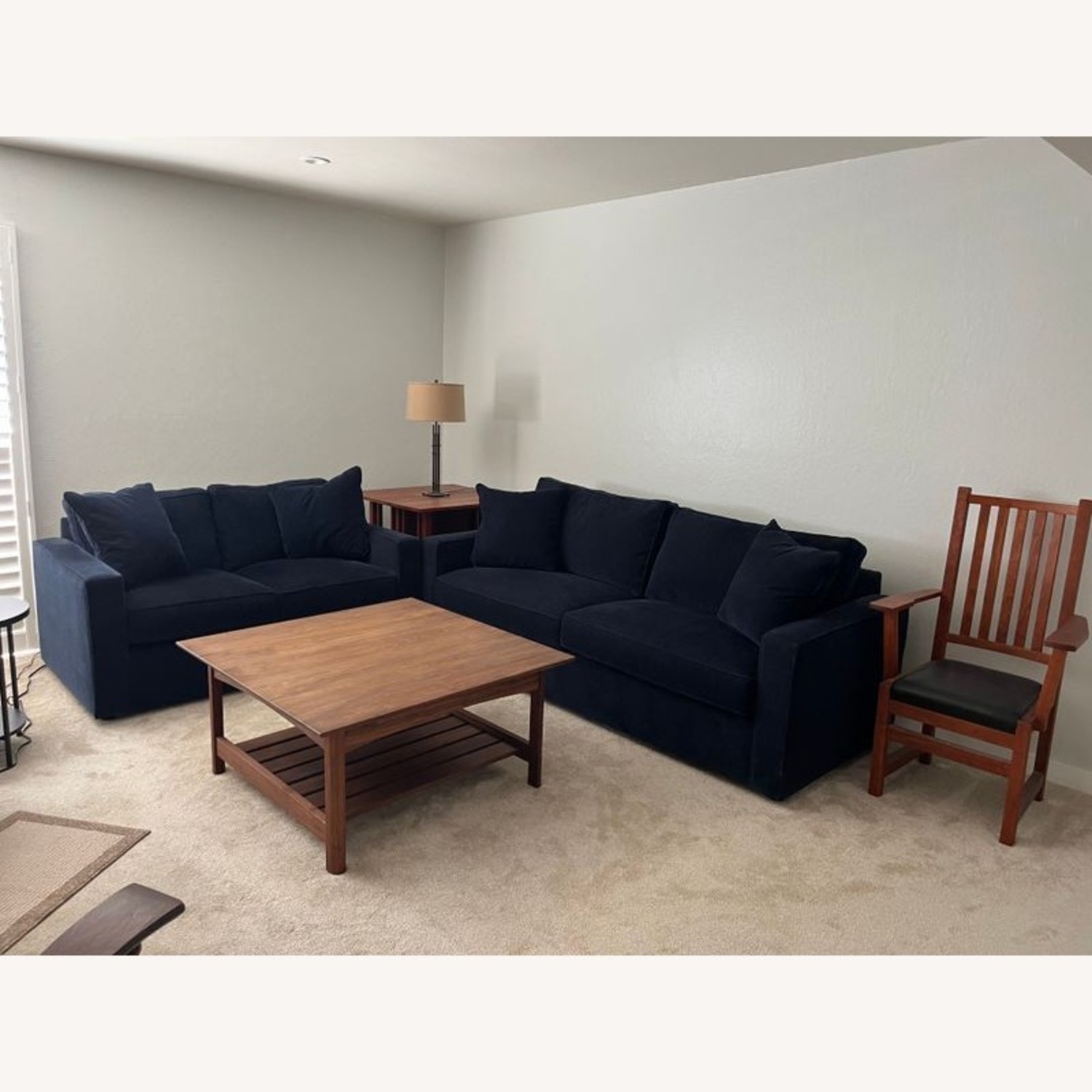 Wood Coffee Table with Slatted Shelf - image-1