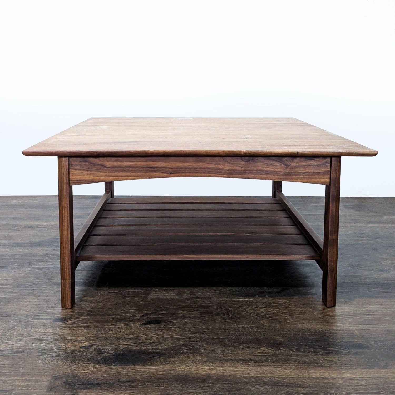 Wood Coffee Table with Slatted Shelf - image-7
