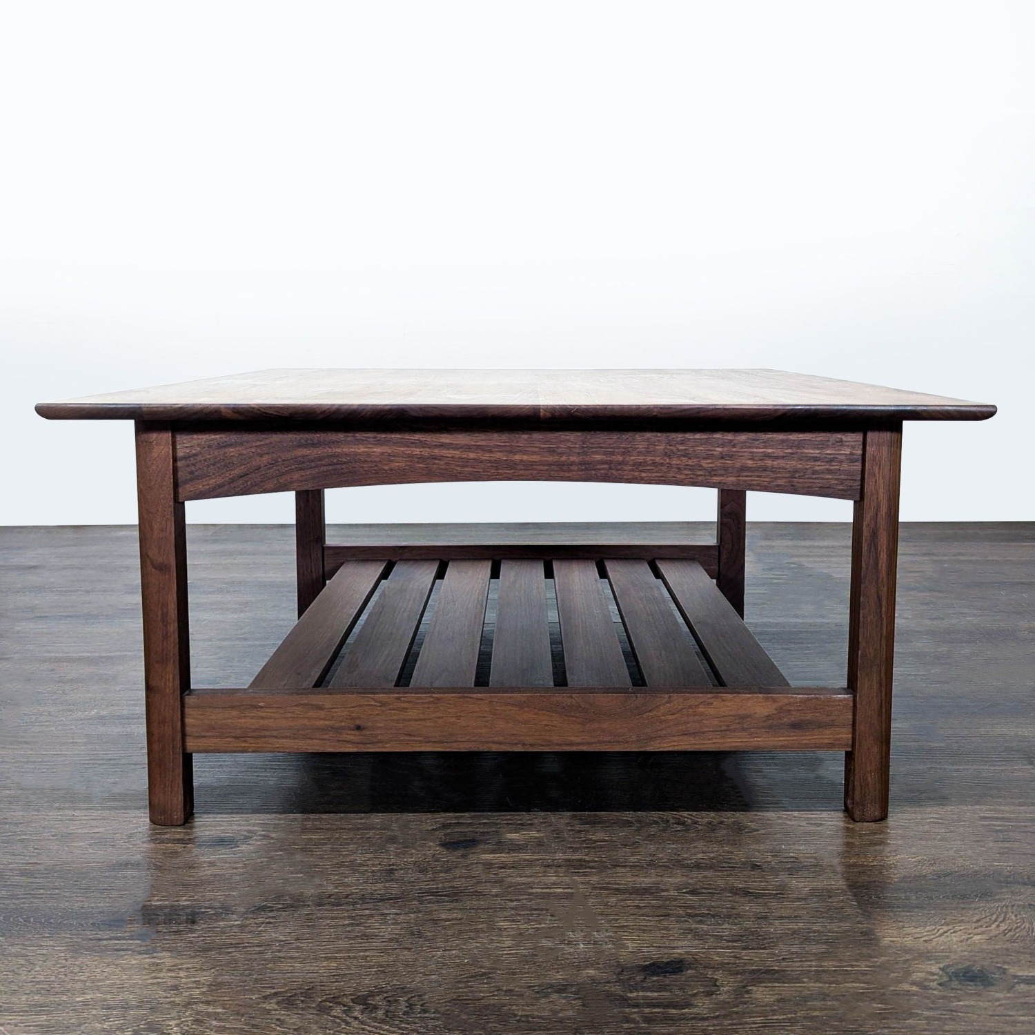 Wood Coffee Table with Slatted Shelf - image-8