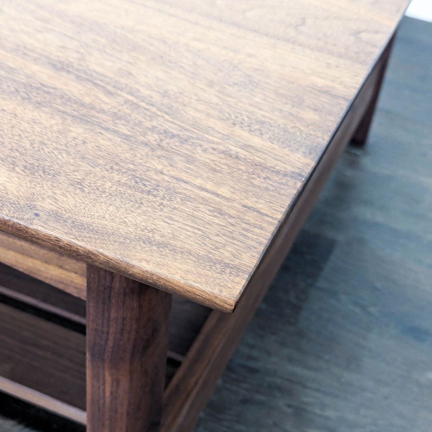 Wood Coffee Table with Slatted Shelf - image-4