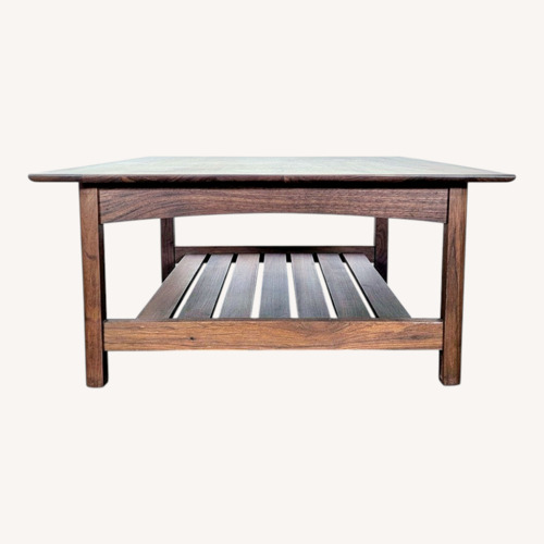Used Wood Coffee Table with Slatted Shelf for sale on AptDeco