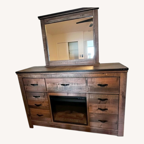 Used Armoire w Mirror and Electric Fireplace for sale on AptDeco