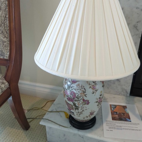 Used Elegant Oriental Accent Floral Ceramic Table Lamp for sale on AptDeco