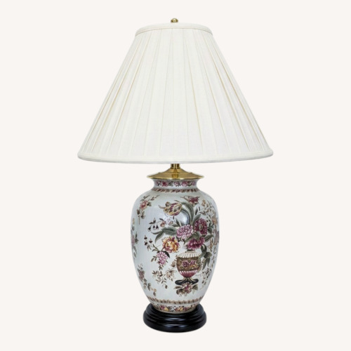 Used Elegant Oriental Accent Floral Ceramic Table Lamp for sale on AptDeco