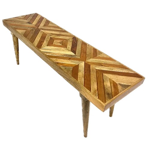Used Etsy Geometric Wood Design Rustic Farmhouse Bench for sale on AptDeco