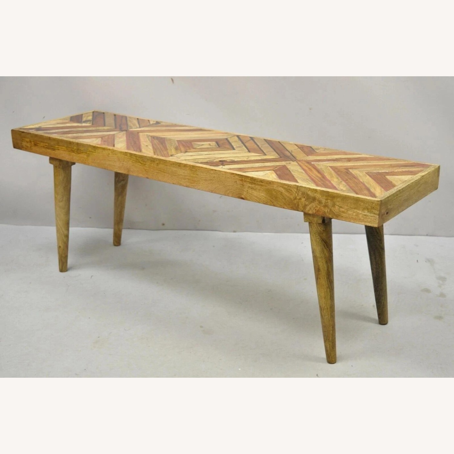 Etsy Geometric Wood Design Rustic Farmhouse Bench - image-2