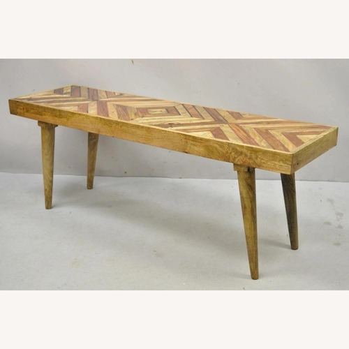 Used Etsy Geometric Wood Design Rustic Farmhouse Bench for sale on AptDeco