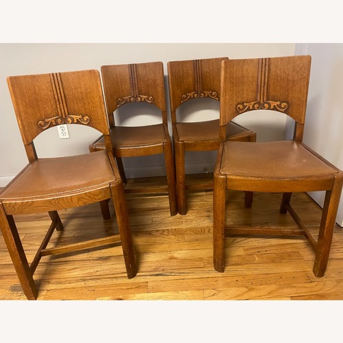Used French Art Deco 1930's Oak Dining Chairs 4 for sale on AptDeco