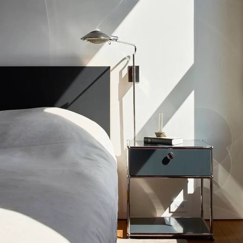 Used USM Haller Dupe Black Metal Bedside Table for sale on AptDeco