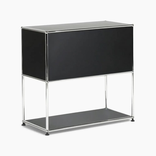 Used USM Haller Dupe Black Metal Bedside Table for sale on AptDeco