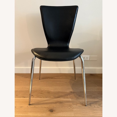 Used Crate & Barrel Felix Black Leather Dining Chairs for sale on AptDeco