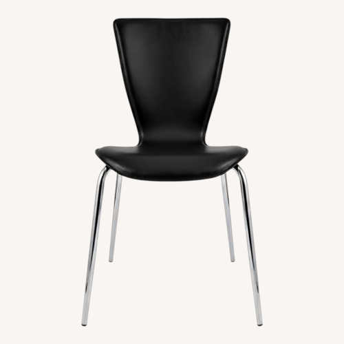 Used Crate & Barrel Felix Black Leather Dining Chairs for sale on AptDeco
