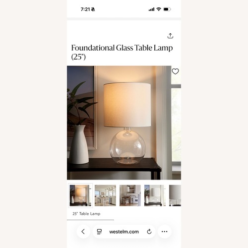 Used West Elm Foundational Glass Table Lamp 25” for sale on AptDeco
