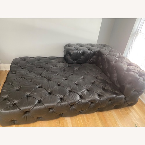 Used Restoration Hardware Soho Tufted Black Leather Daybed Sofa for sale on AptDeco