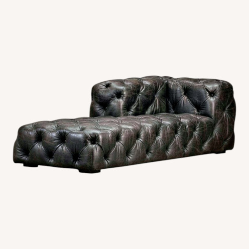 Used Restoration Hardware Soho Tufted Black Leather Daybed Sofa for sale on AptDeco