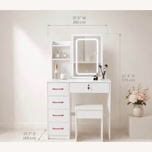Used White Wood Vanity Desk for sale on AptDeco
