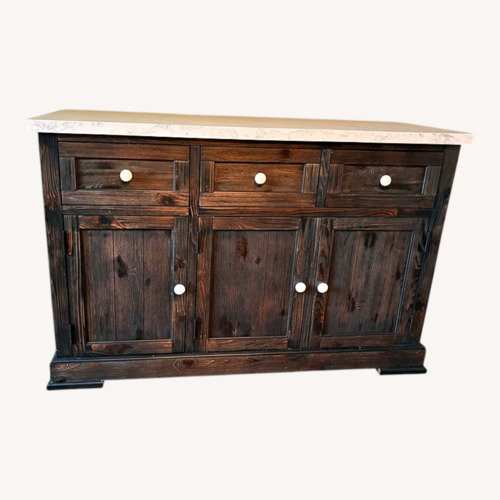Used Black Wood Sideboard with Marble Top for sale on AptDeco