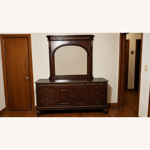 Used Vintage Traditional Dresser with Ornate Mirror for sale on AptDeco