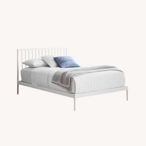 Used West Elm White Durham Metal Bed King for sale on AptDeco