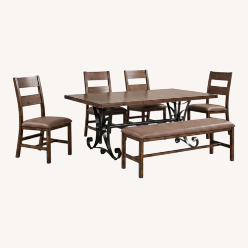 Used Solid Wood with Metal Accent Dining Group for sale on AptDeco