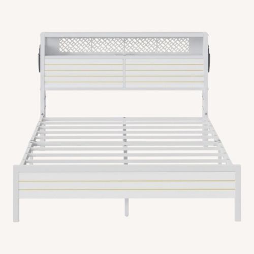 Used Amazon White Metal Queen Bed for sale on AptDeco