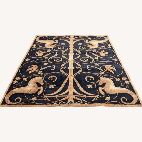 Used 8x11 Handcrafted Wool Rug Art Deco Seahorse for sale on AptDeco