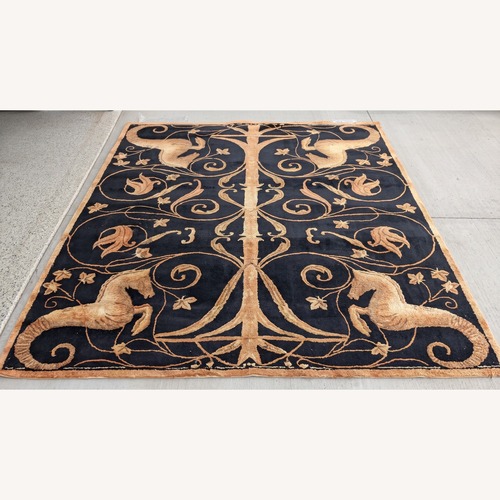 Used 8x11 Handcrafted Wool Rug Art Deco Seahorse for sale on AptDeco