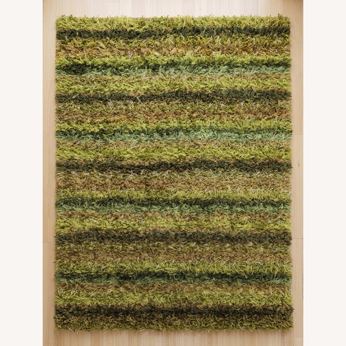 Used Chandra Kubu Textured Green Shag Area Rug 5x7.5 for sale on AptDeco