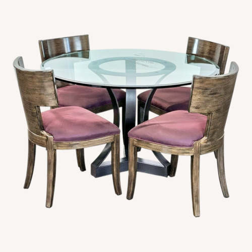 Used Kreiss Eros Round Glass Dining Set  for sale on AptDeco