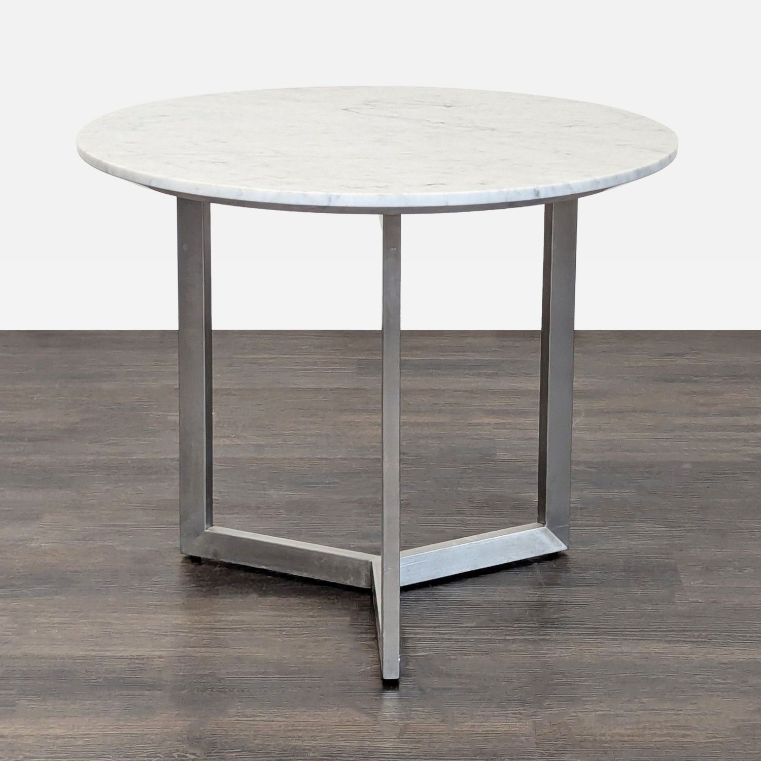 Marble Top End Table on Metal Base	 - image-1