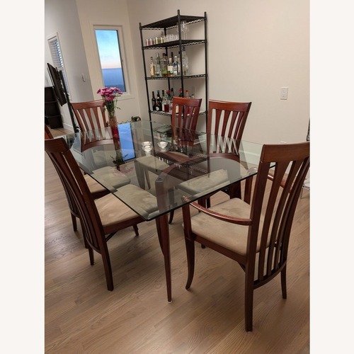 Used Z Gallerie Glass Top Dining Table for sale on AptDeco