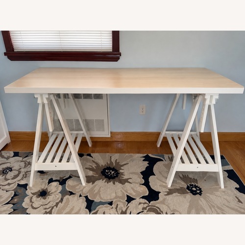 Used IKEA LAGKAPTEN/MITTBACK White Wood Desk for sale on AptDeco