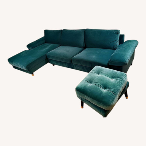Used Velvet Green Sectional for sale on AptDeco