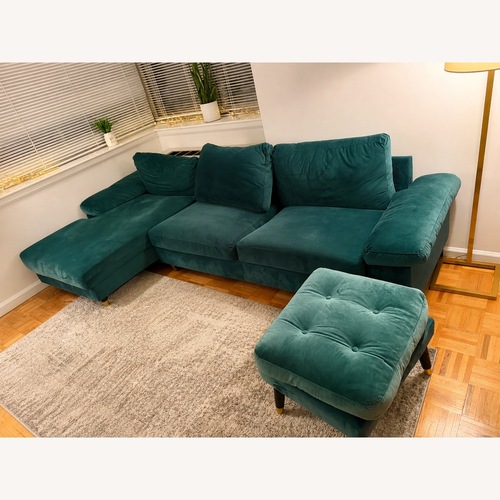 Used Velvet Green Sectional for sale on AptDeco