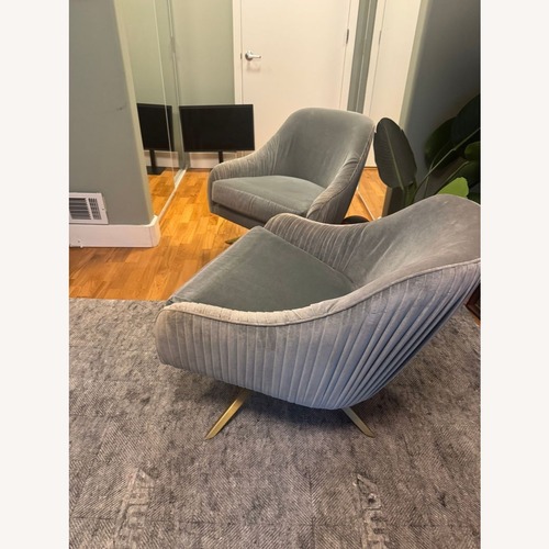 Used West Elm Roar & Rabbit Pleated Velvet Swivel Chair for sale on AptDeco