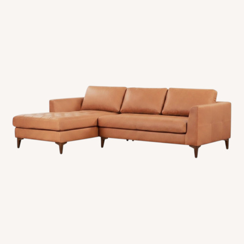 Used Poly and Bark Calle Leather Sectional - Cognac Tan for sale on AptDeco