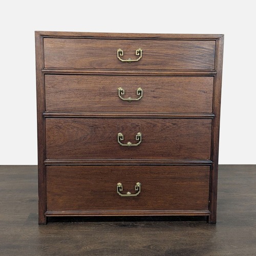 Used Classic Solid Wood 4-Drawer Dresser with Brass  for sale on AptDeco