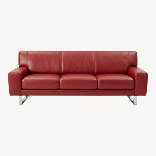 Used Emmy Red Leather 3+ Seater Sofa for sale on AptDeco