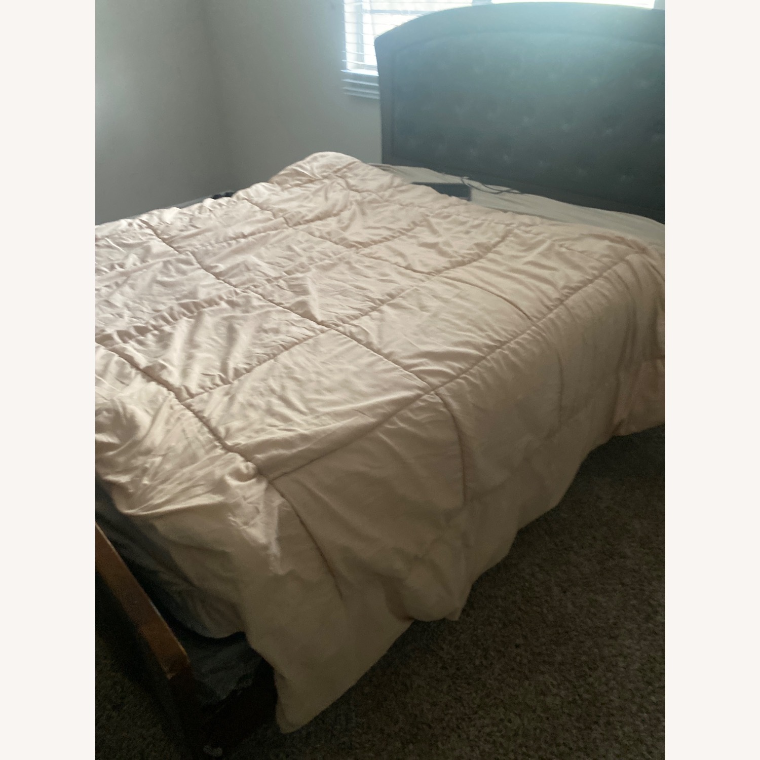 Dark Brown Wooden And Leather Bed - image-3