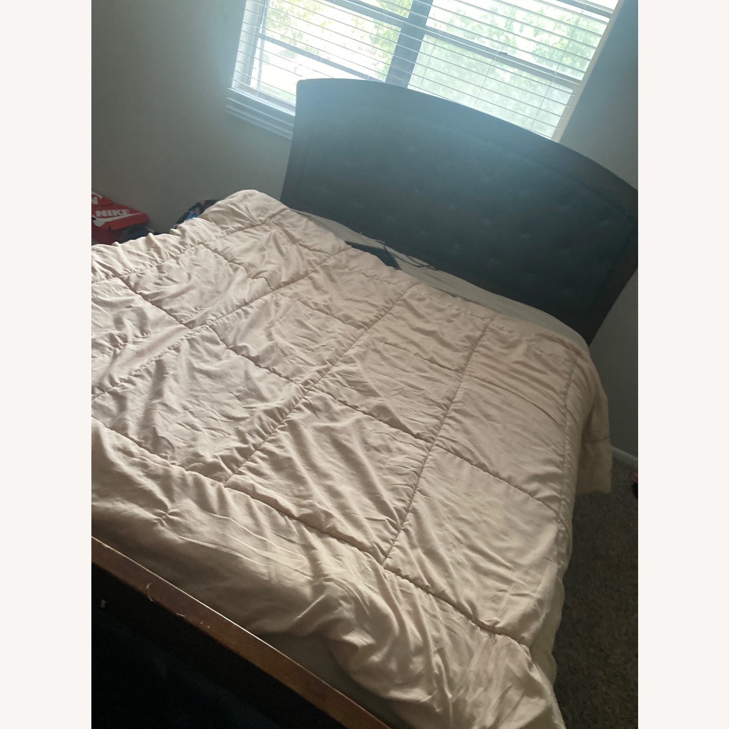 Dark Brown Wooden And Leather Bed - image-2
